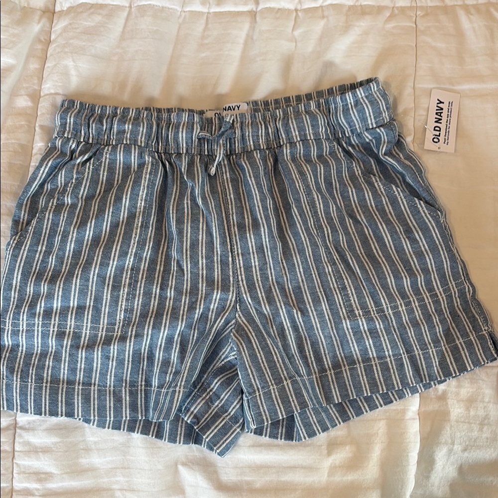 Blue Striped Casual Shorts